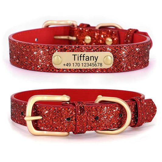 Collar para perro "Tiffany" personalizado con nombre y teléfono. Grabado láser incluido.