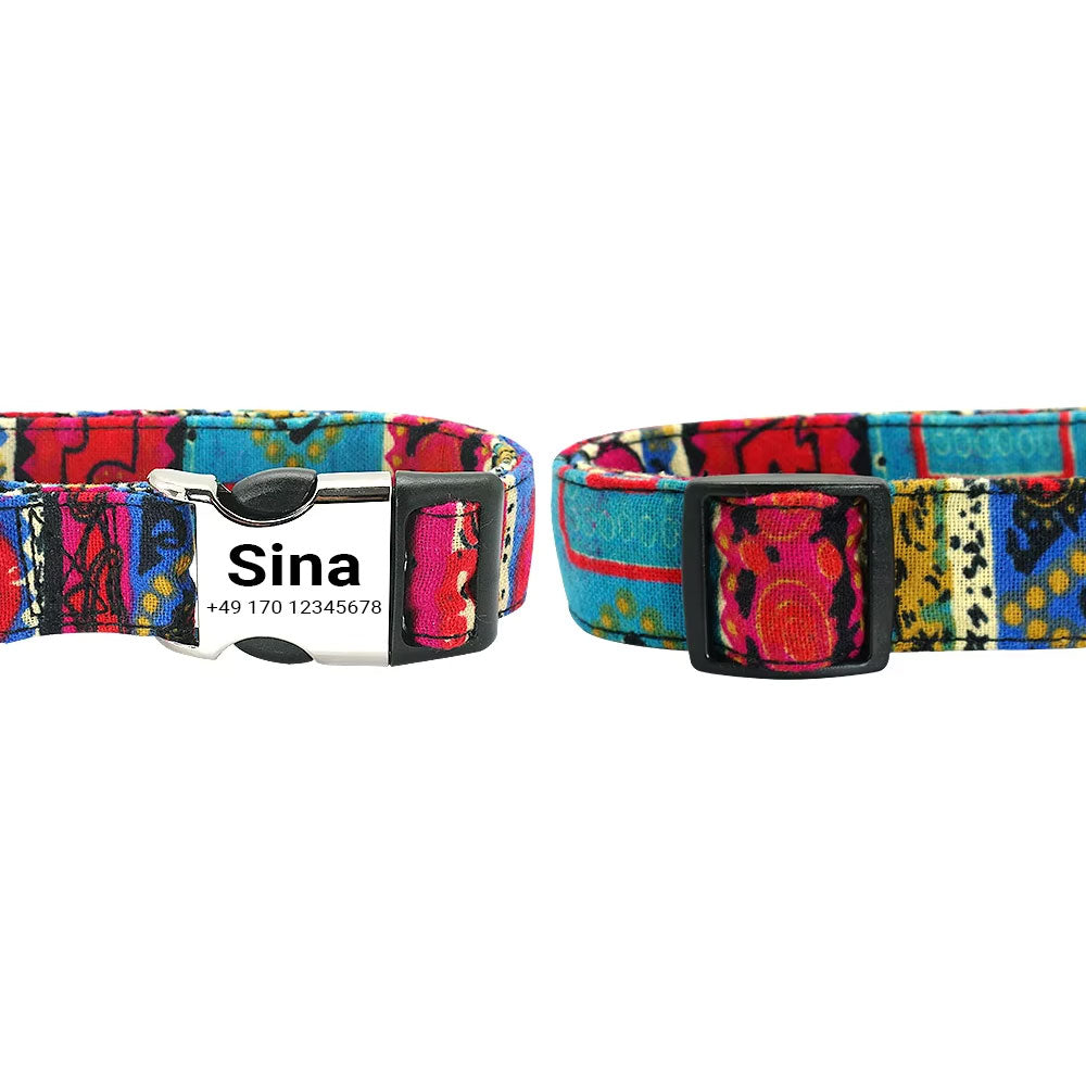 Collar para perro "Sina" - Personalizado con nombre y número | Ajustable, colorido y resistente