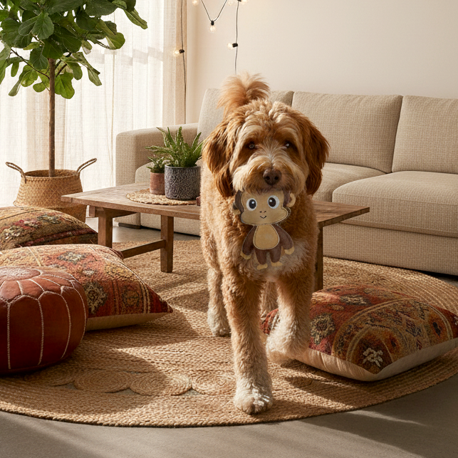 BUDDY. Juguete para perro de cuero "Mono" 