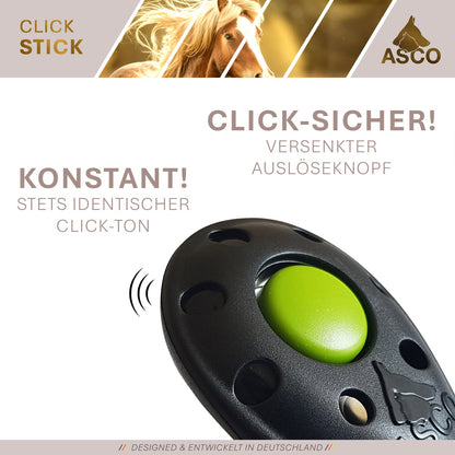ASCO ClickStick - Target stick con clicker premium desmontable - Target stick para adiestramiento con clicker de perros y gatos - Target stick extensible con clicker extra - Target stick para adiestramiento de objetivos