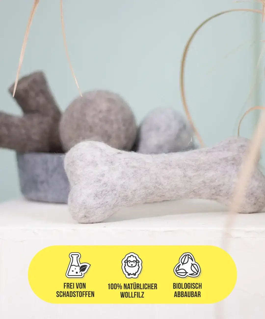 BUDDY. Juguete para perros de fieltro de lana "Hueso" 